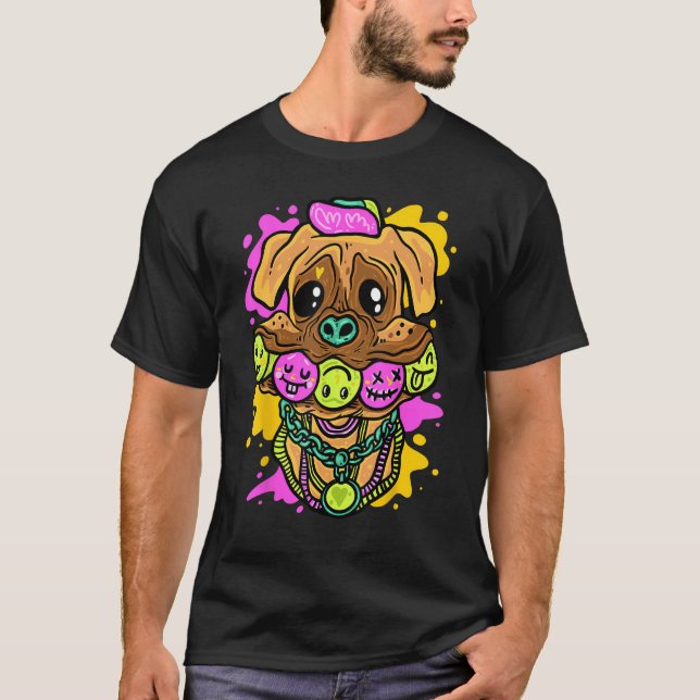 Tysk Boxer Hund Hund Djurdesign T Shirt (Framsida)