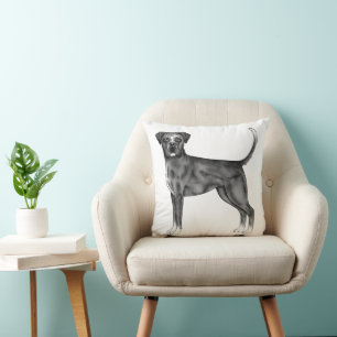 Tysk Boxer Hund Illustration i Svart Och Vitt Kudde