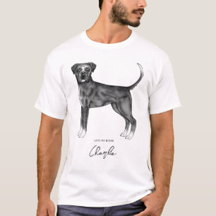 Tysk Boxerhund i svart & vitt med anpassad text T Shirt