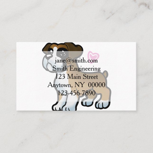 Tysk boxermarionett tecknad | välj tillbaka färg visitkort (Framsida)