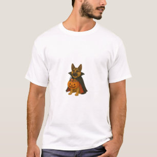Tysk Bulldog Halloween Hund i Vampire Dräkt wi T Shirt
