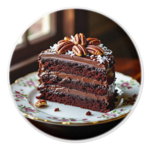 Tysk chokladtårta på en fin tallrik knopp