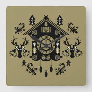Tysk Cuckoo Clock-jul Fyrkantig Klocka