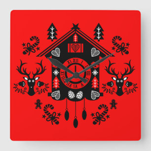 Tysk Cuckoo Clock-jul Fyrkantig Klocka