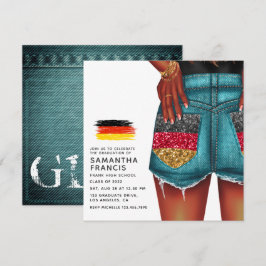 Tysk Denim Flickas Examenfest Inbjudan