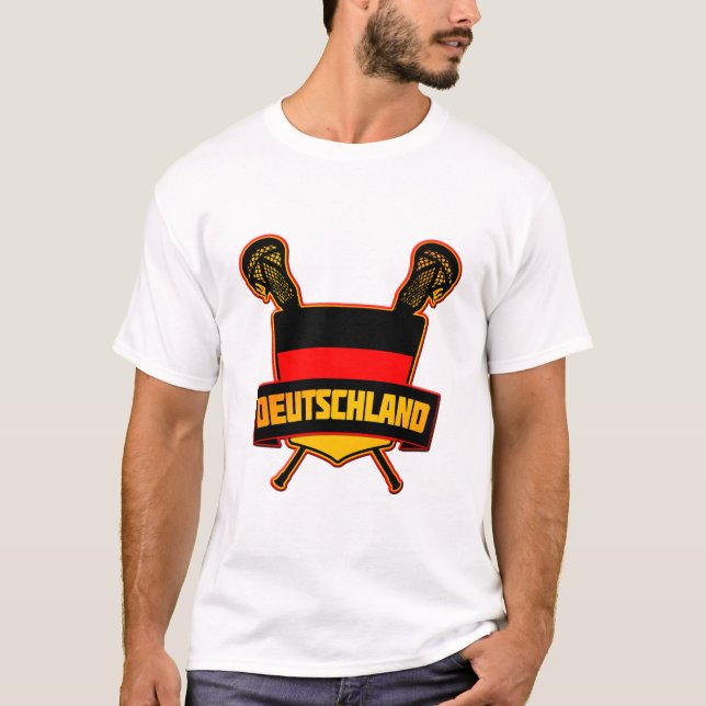 Tysk Deutsch Lacrosse Tee Shirt (Framsida)