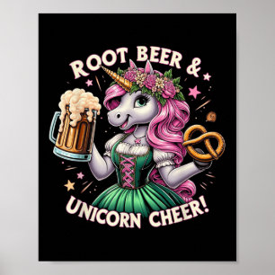 Tysk drindl Unicorn Beer Pretzel Funny Party Poster