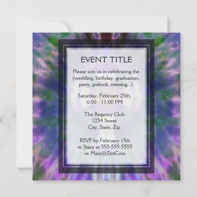 Tysk dye Kor med hjärtcentrum i Lila, blå Inbjudningar (Framsida)