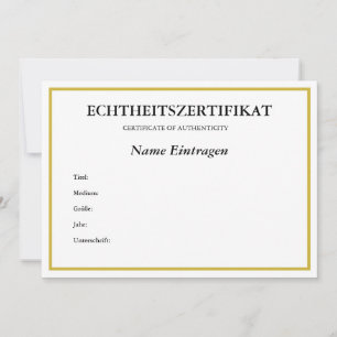 Tysk ECHTHEITSZERTIFIKAT CertificateAuthenticity Julkort