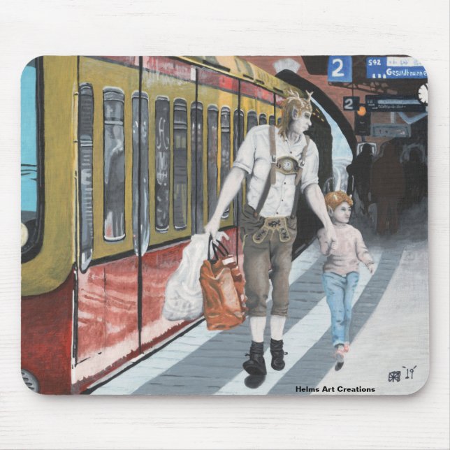 Tysk Elf Family Shopping Fantasy Art Mousepad Musmatta (Framsidan)