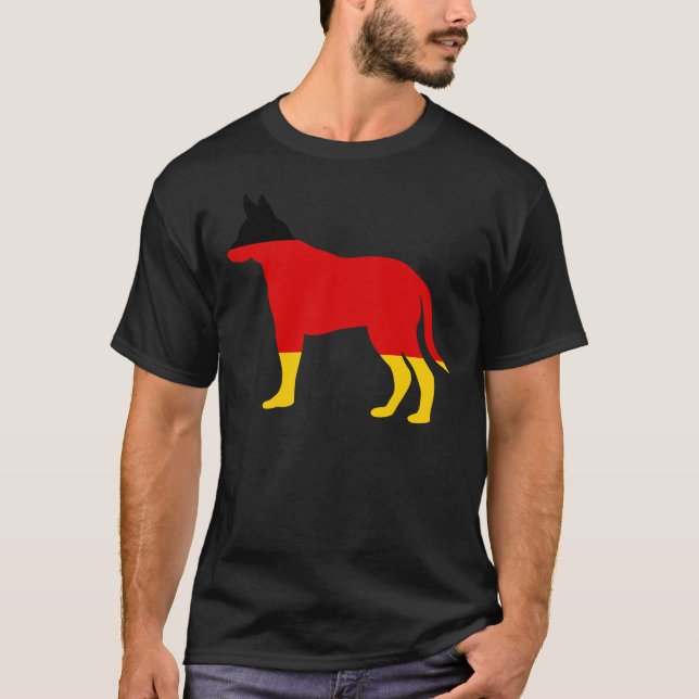 Tysk Flagga Shepherd Hund T Shirt (Framsida)