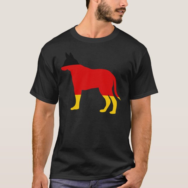 Tysk Flagga Shepherd Hund T Shirt (Framsida)