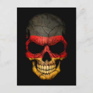 Tysk Flagga Skull på svart Vykort