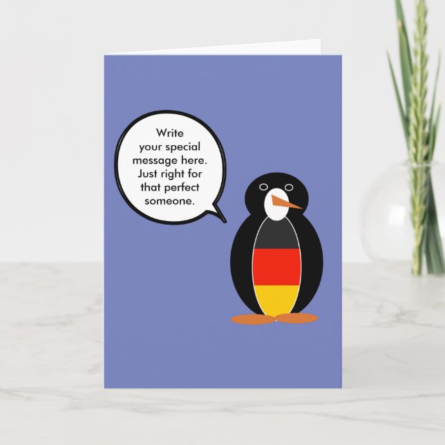 Tysk flaggpratande Ms. Pingvin Kort (Framsida)