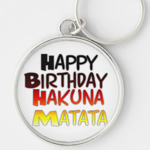 Tysk födelsedag Hakuna Matata konsttryck Rund Silverfärgad Nyckelring