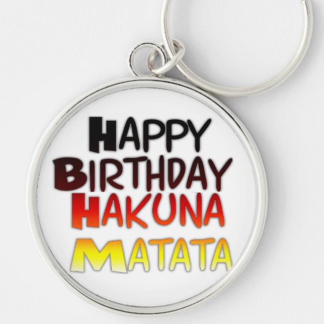 Tysk födelsedag Hakuna Matata konsttryck Rund Silverfärgad Nyckelring (Framsidan)