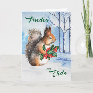 Tysk fred på Earth Squirrel och Holly Christma Helgkort
