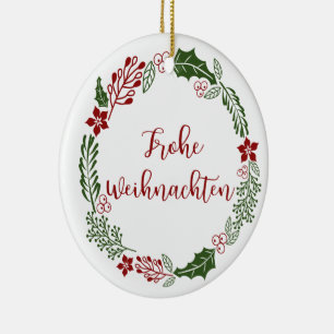 Tysk God jul-andedräkt, Frohe Weihnachten Julgransprydnad Keramik