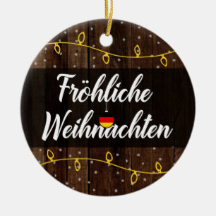 Tysk god jul, Fröhliche Weihnachten Julgransprydnad Keramik