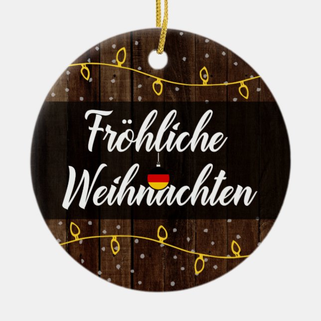 Tysk god jul, Fröhliche Weihnachten Julgransprydnad Keramik (Framsidan)