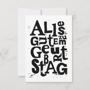 Tysk "Grattis på födelsedagen" Lino Print Inbjudningar
