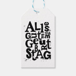 Tysk "Grattis på födelsedagen" Lino Print Presentetikett