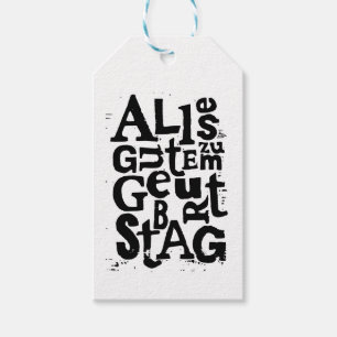 Tysk "Grattis på födelsedagen" Lino Print Presentetikett
