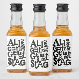 Tysk "Grattis på födelsedagen" Lino Print Spritflaskor Etikett