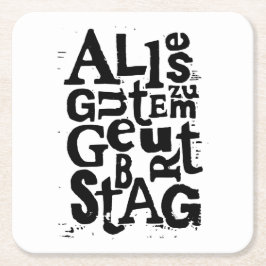 Tysk "Grattis på födelsedagen" Lino Print Underlägg Papper Kvadrat