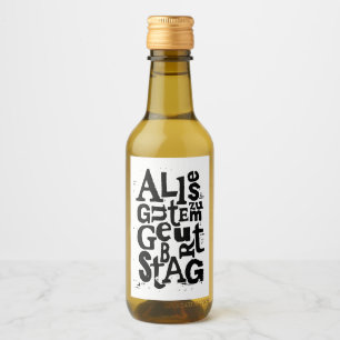 Tysk "Grattis på födelsedagen" Lino Print Vinetikett