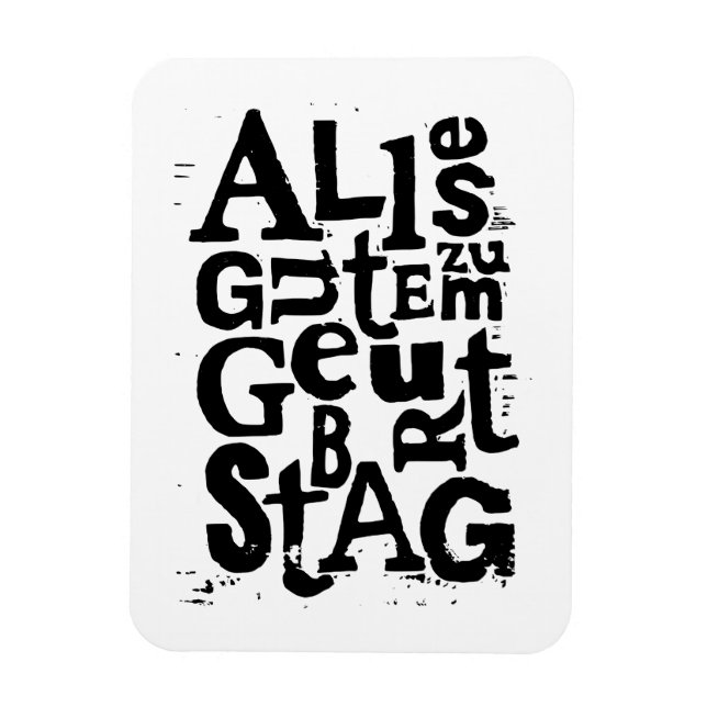 Tysk "Grattis på födelsedagen" Lino Skriv ut flexi Magnet (Vertikal)