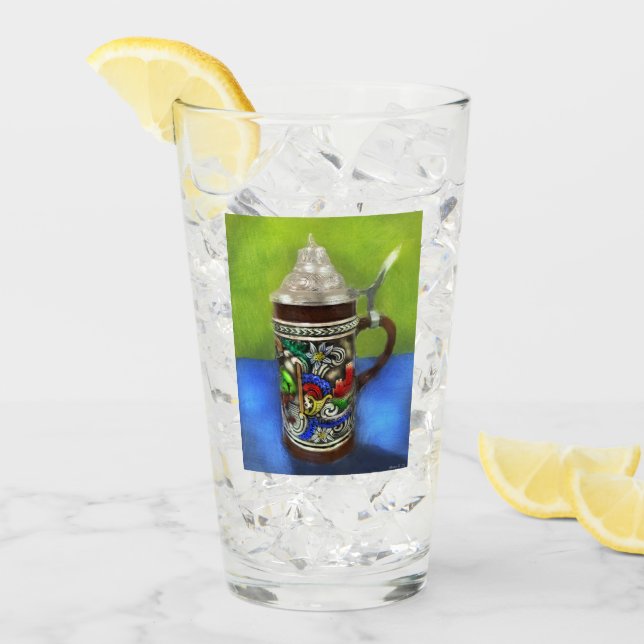 Tysk Grönt av öl och hingedblått ljus Glaskopp (Framsida Ice)