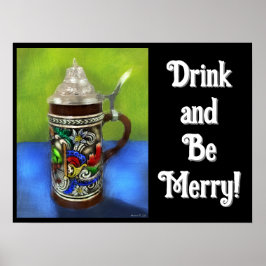 Tysk Grönt av öl och hingedblått ljus Poster