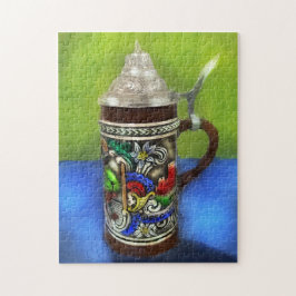 Tysk Grönt av öl och hingedblått ljus Pussel