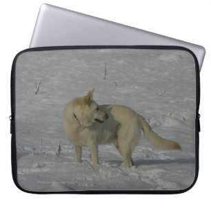 Tysk herde för vit i snön laptop sleeve