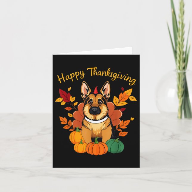 Tysk herde Happy thanksgiving Turkiet Hund Fall Kort (Framsida)