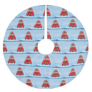 Tysk herde-Hund med Jultomten Julgransmatta Borstad Polyester