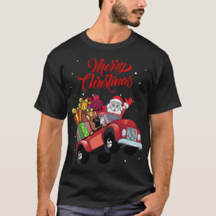 Tysk herde med Jultomten i Röda Lastbil Hund T Shirt