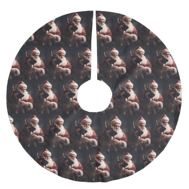 Tysk herde med Jultomten julhelg Julgransmatta Borstad Polyester (Framsidan)