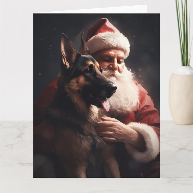 Tysk herde med Jultomten julhelg Kort (Framsida)
