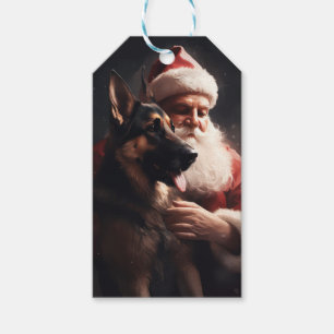 Tysk herde med Jultomten julhelg Presentetikett