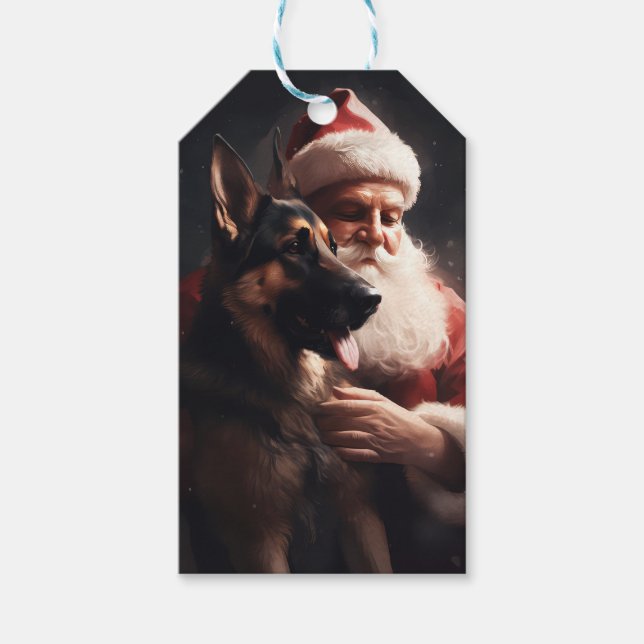 Tysk herde med Jultomten julhelg Presentetikett (Framsidan)