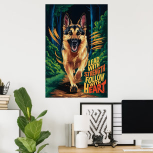 Tysk herde som kör genom skogen poster