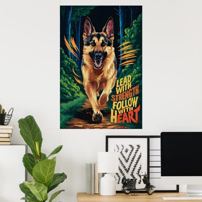 Tysk herde som kör genom skogen poster (Hemmakontoret)
