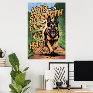 Tysk herde som opererar med styrka och hjärta poster