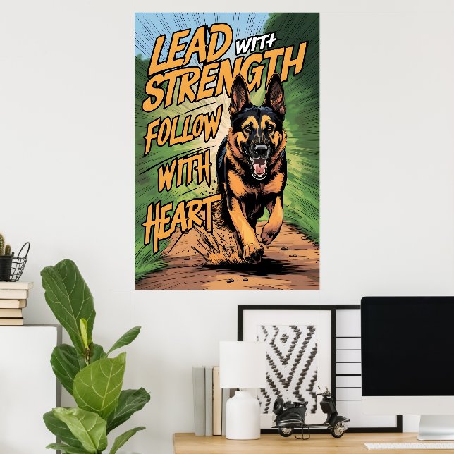 Tysk herde som opererar med styrka och hjärta poster (Hemmakontoret)