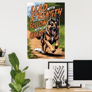 Tysk herde som springer med hjärta poster