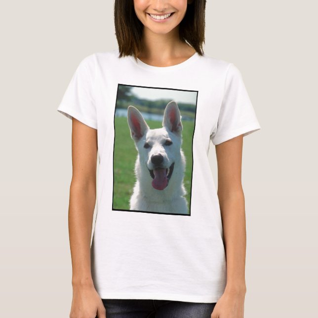 Tysk herdehund för vit t-shirt (Framsida)