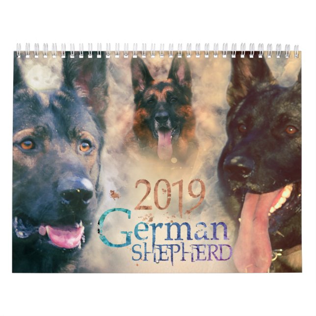Tysk herdehund GSD 2019 - vattenfärg Kalender (Omslag)