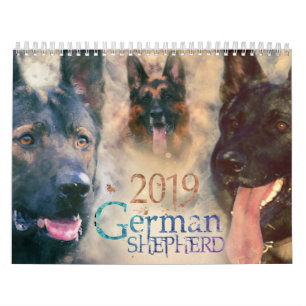 Tysk herdehund GSD 2019 - vattenfärg Kalender